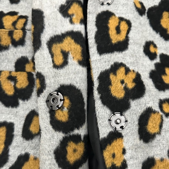 Brave Soul Leopard Print Coat - Black, Gold, Gray - Picture 3 of 5